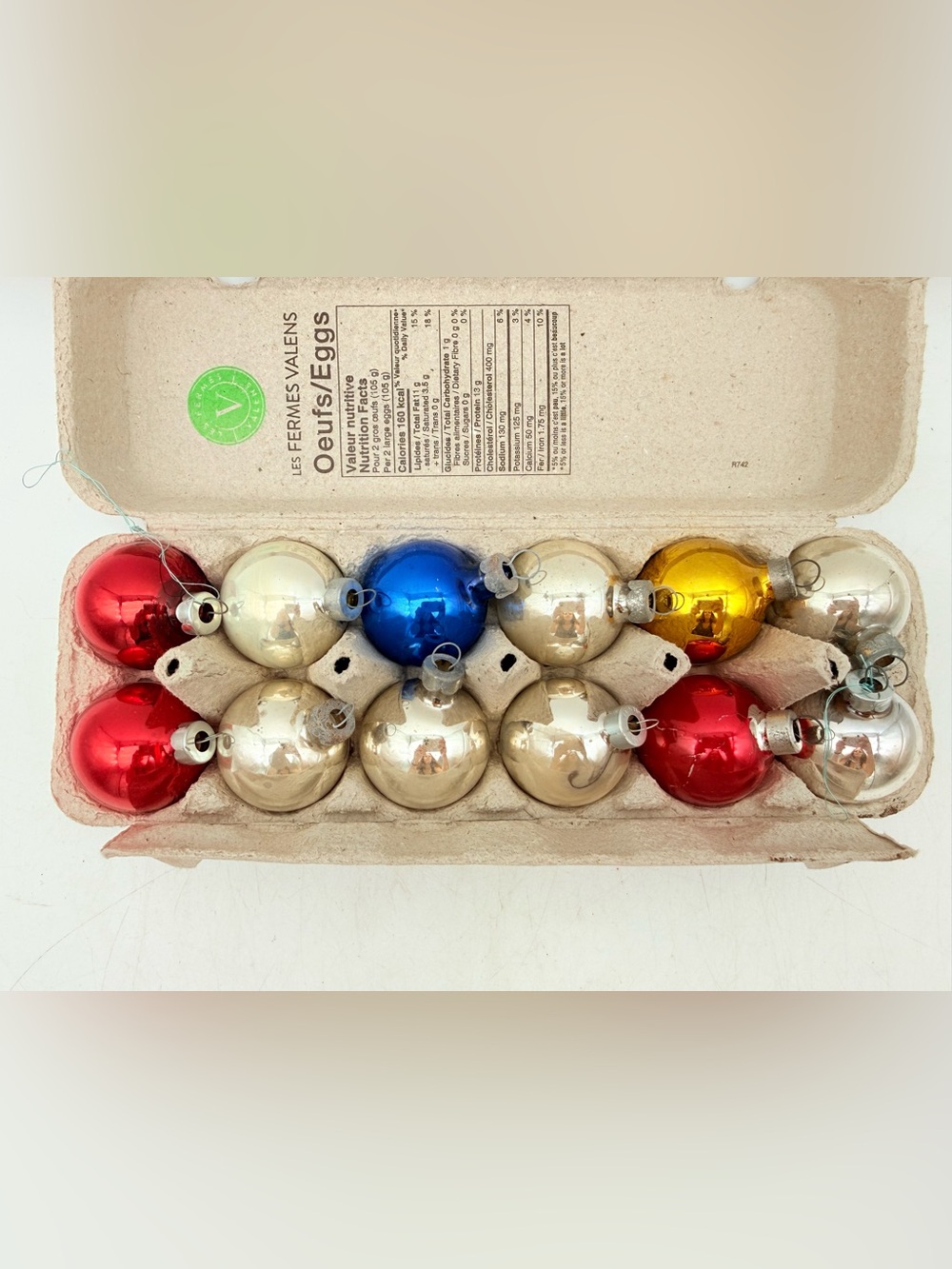 Vintage Holiday Glass Ornaments Set - Shiny Silver, Blue, Gold, Red